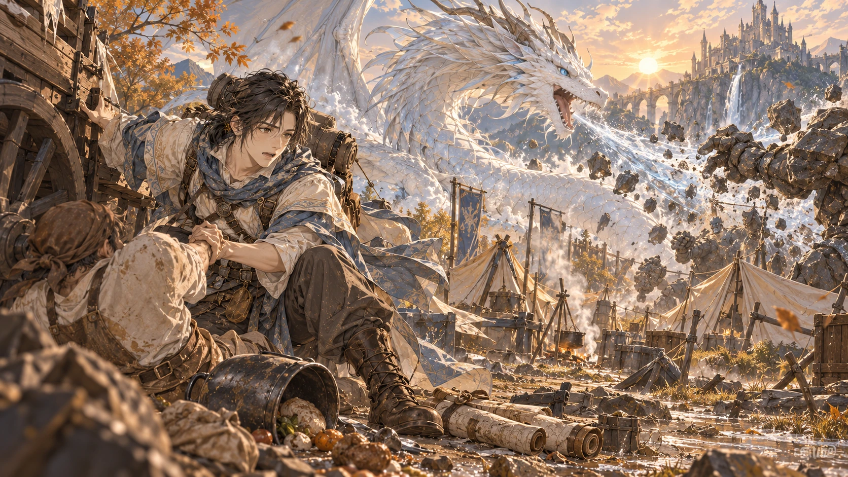 妙愿：妙愿护住营地中的人，小白以活着的白龙之身挡下攻势。